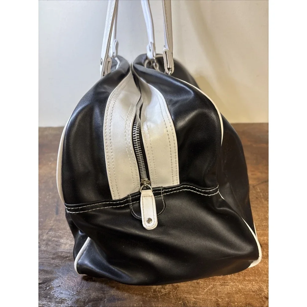 Vtg Y2K Monogram Duffel Bag 2 Handles Black White 